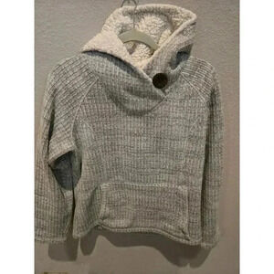 Koppen Women's Gray Sherpa-Lined Knit Hoodie Jacket Size M Casual Gorpcore